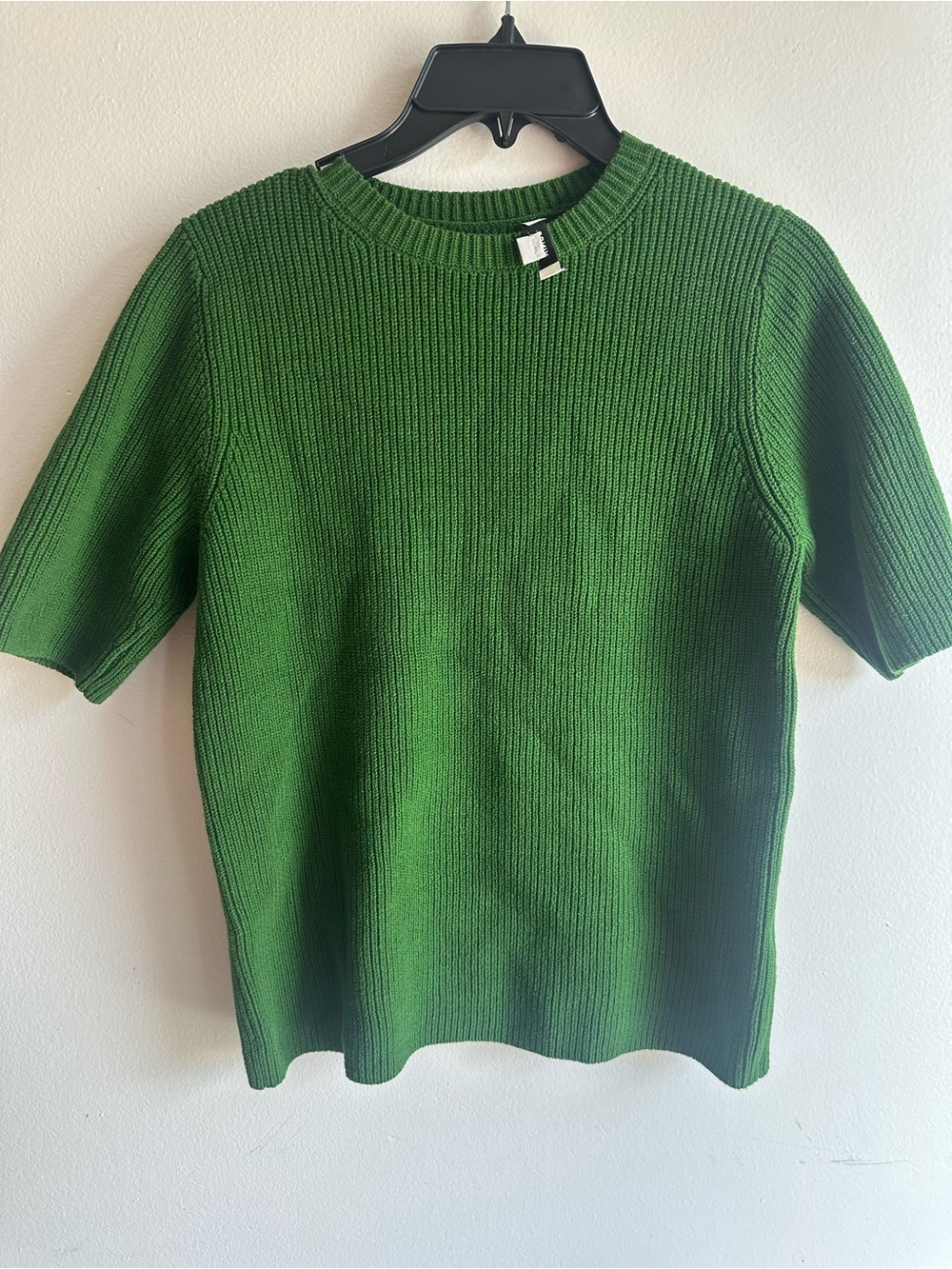 Vince Green Ribbed Short-Sleeve Knit Top